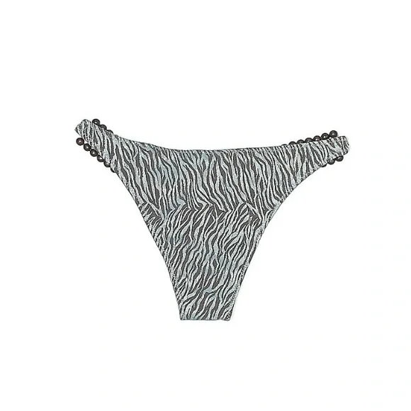 Beach Bunny BIKINI SET. Both pieces. Subtle zebra print light blue and brown med - Picture 5 of 6